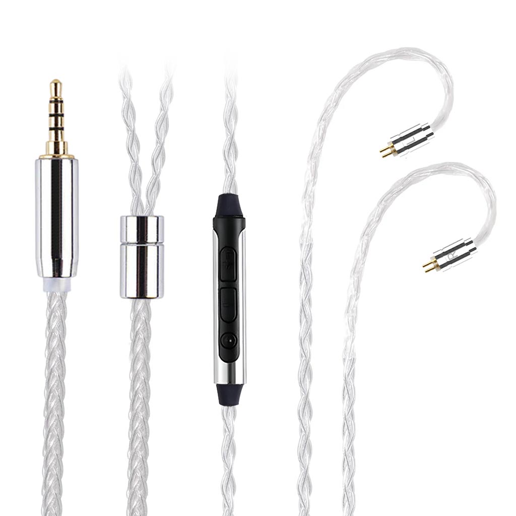 AUDIOCULAR C03 8-Core Silver-Plated Cable with 3.5mm Jack & Built-In Microphone For IEMs