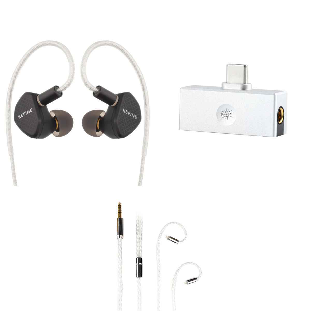 KEFINE Klean IEM, Kiwi Ears Allegro Mini DAC & Audiocular C04 16-Core 4.4mm Balanced Cable