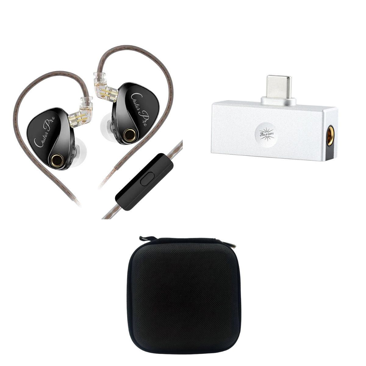 KZ Castor Pro IEM With Mic, Kiwi Ears Allegro Mini Portable DAC & EarAudio Carry Case