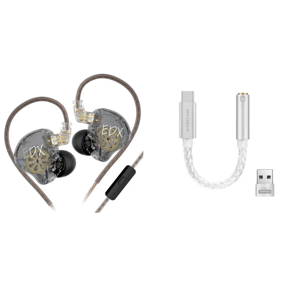 KZ EDX Lite IEM With Mic & Audiocular D07 DAC