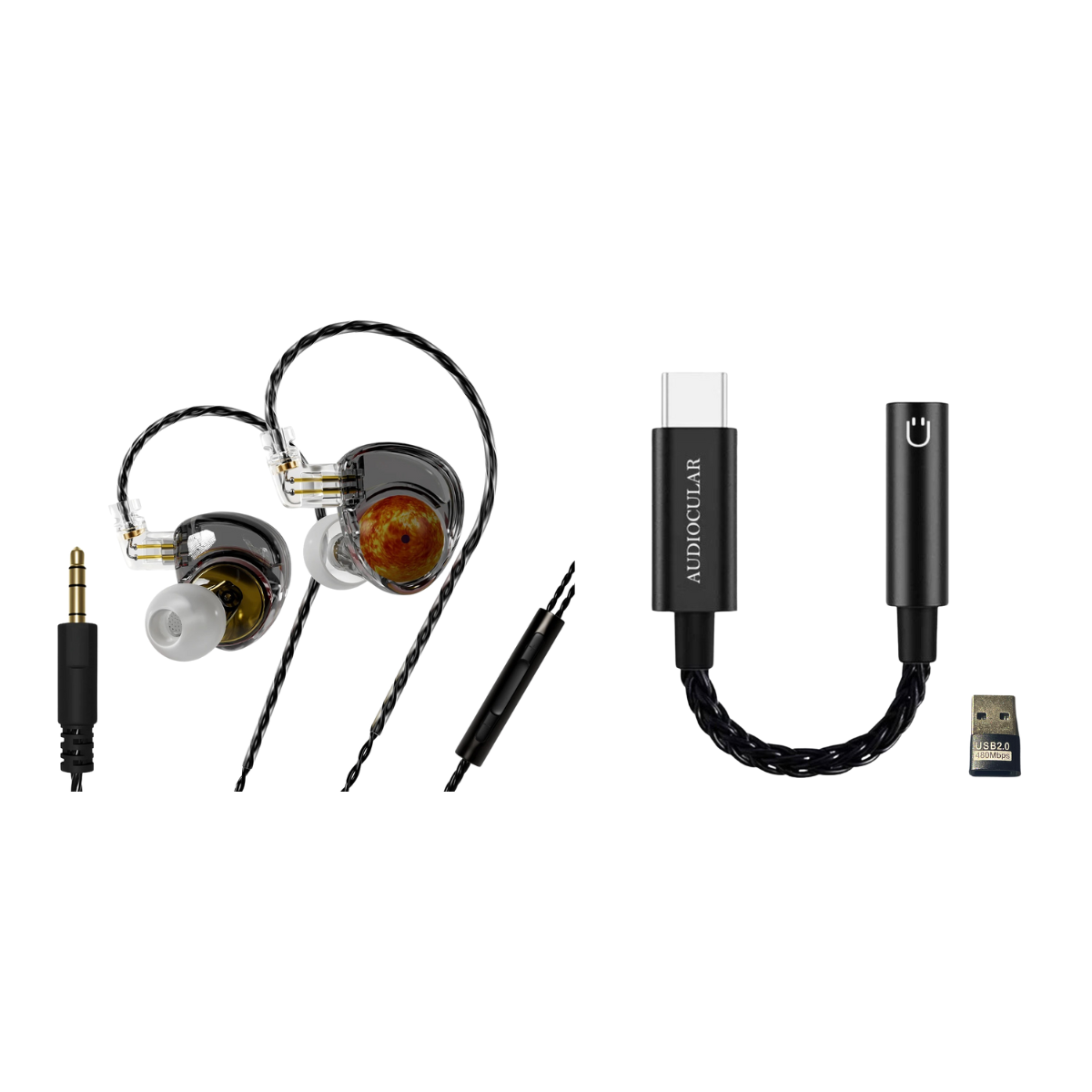 ND Planet IEM With Mic - 3.5mm Plug & AUDIOCULAR D07 DAC