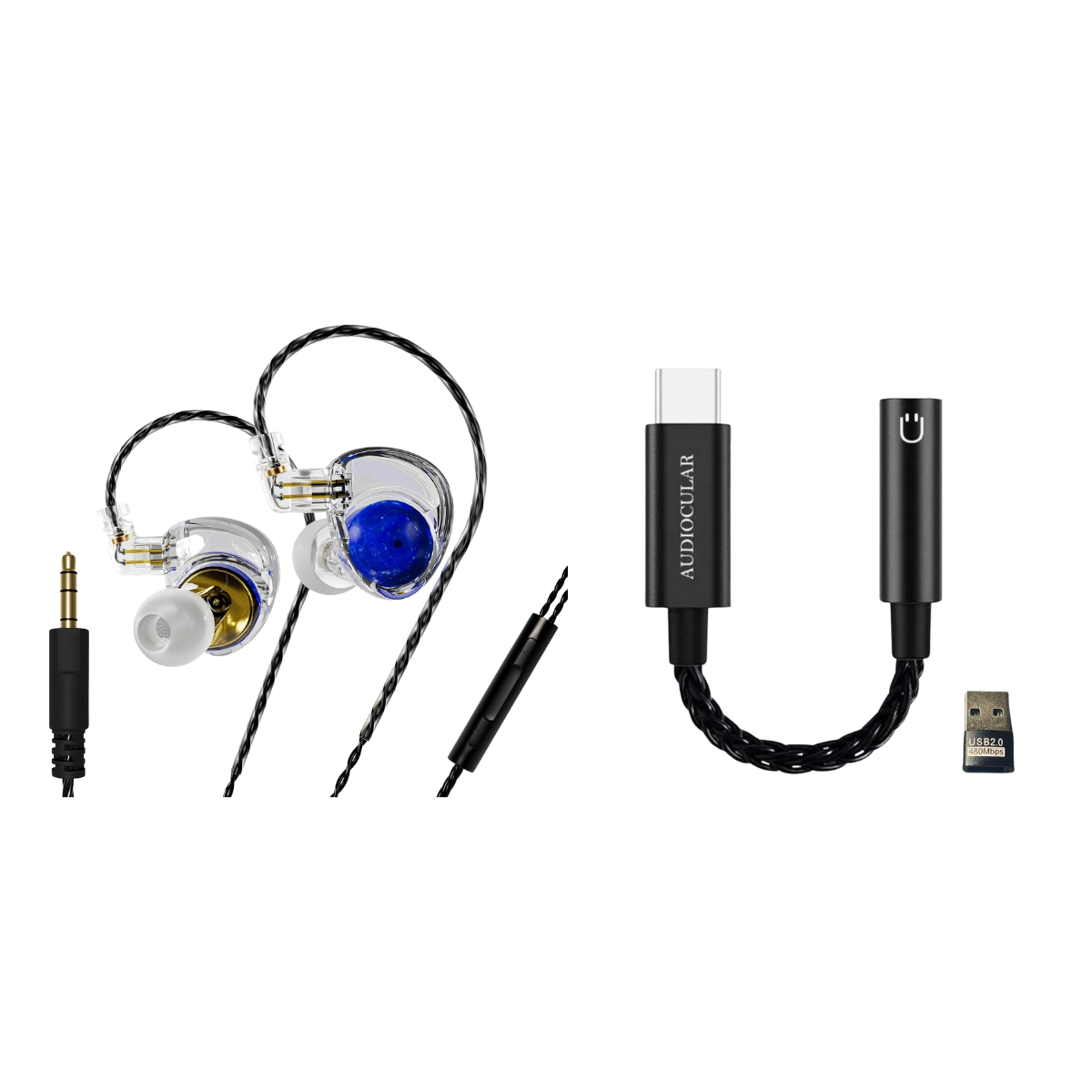 ND Planet IEM With Mic - 3.5mm Plug & AUDIOCULAR D07 DAC