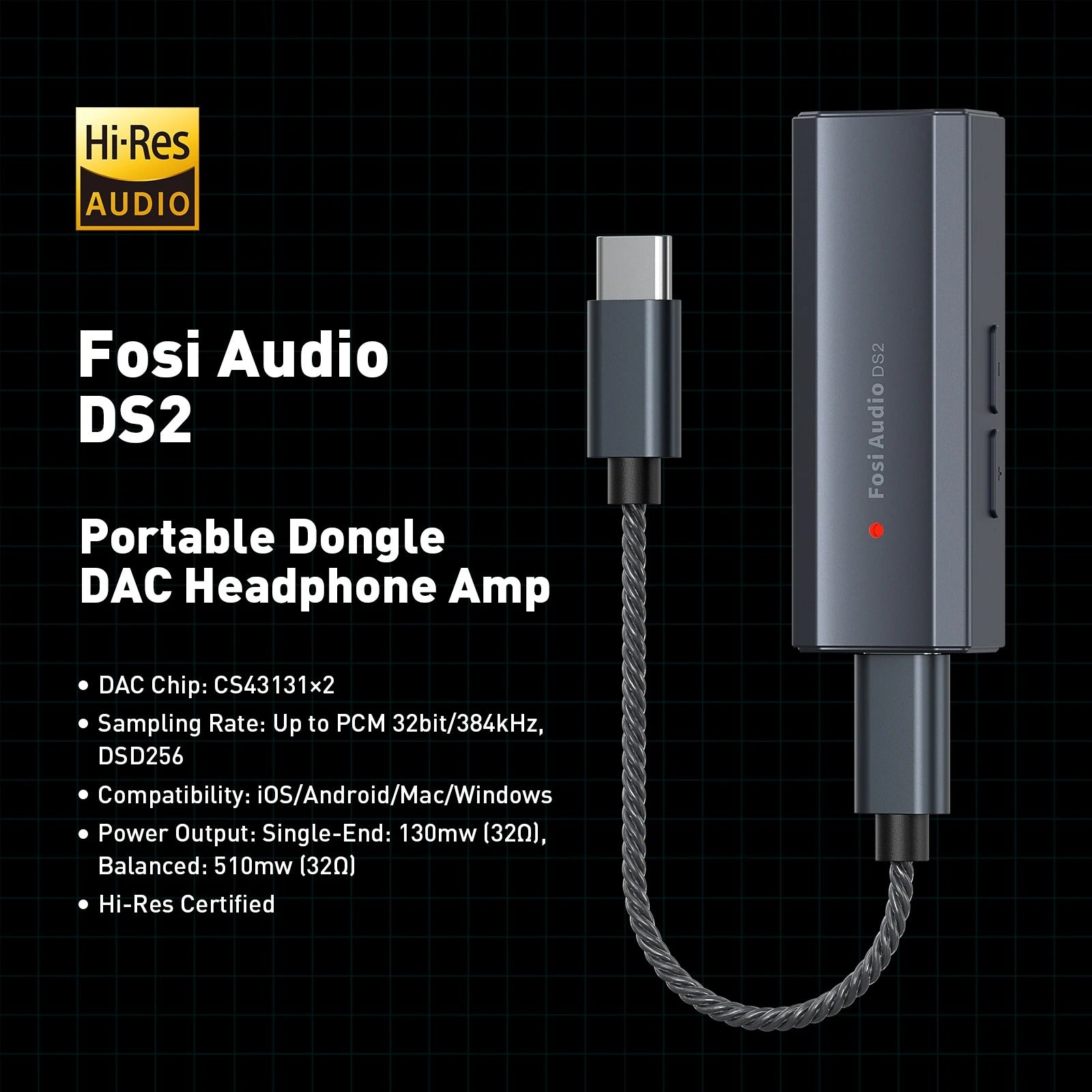 Fosi Audio DS2 2024 Portable Hi-Res DAC & Amp