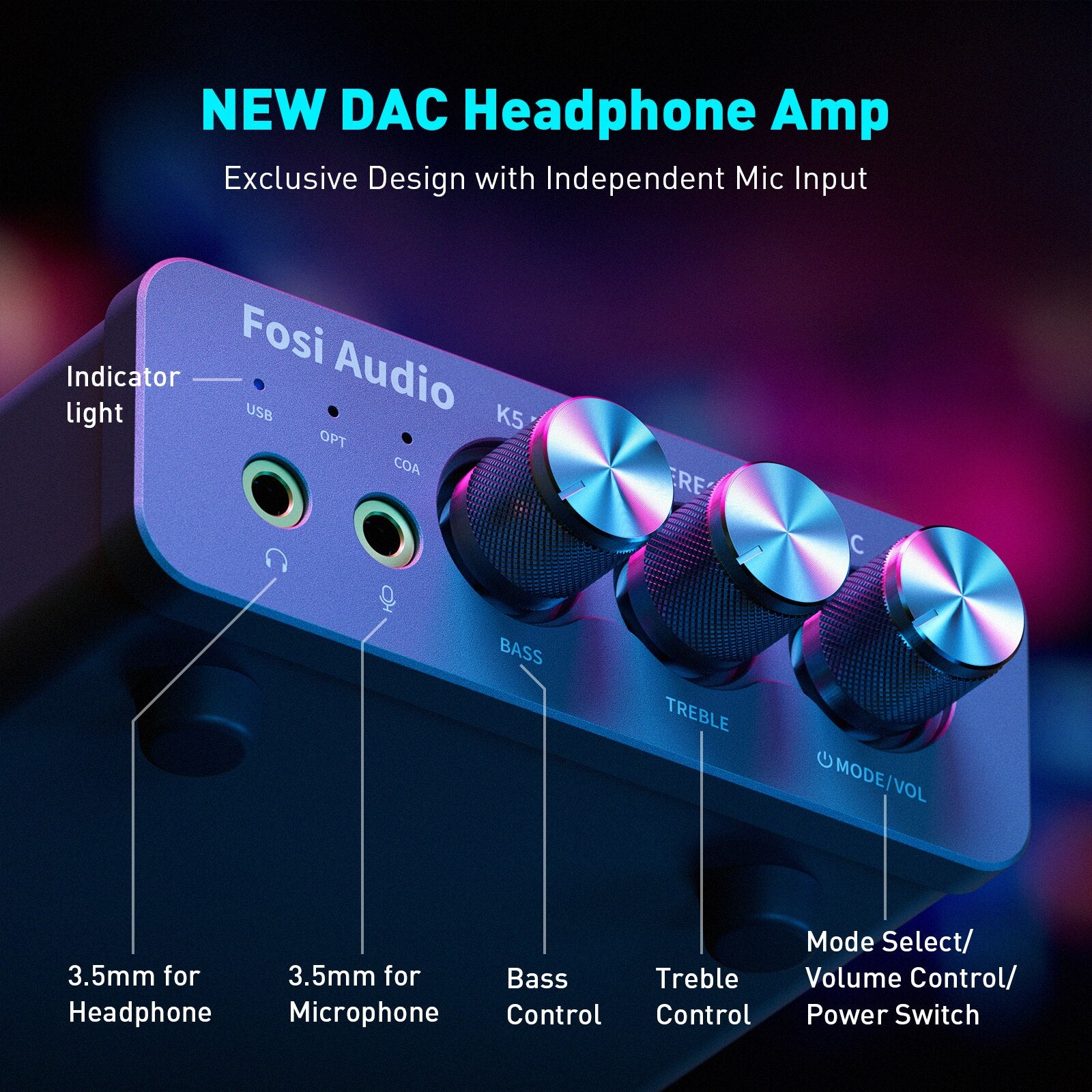 Fosi Audio K5 Pro Gaming DAC Headphone Amplifier In India